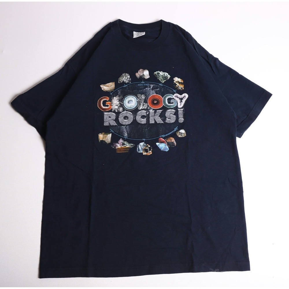Cotton Expressions Geology Rocks Mohs Scale Mineral Graphic T-Shirt Navy XL